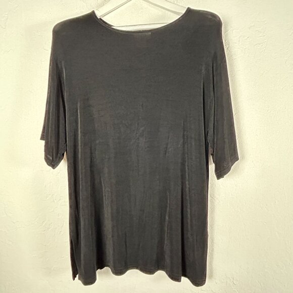 Vivyd Wowmens Black Short-Sleeve Jersey Tunic Top Medium Stretch Casual T-Shirt - Picture 1 of 7